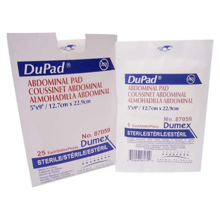 Gentell  87059 Abdominal Pad DuPad 5 X 9 Inch 1 per Pack Sterile 1-Ply Rectangle