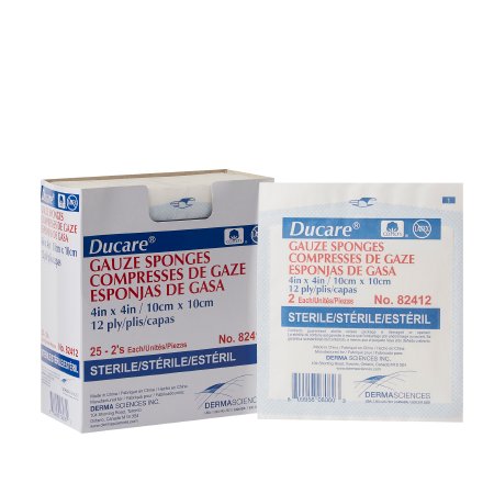 Gentell  82412 Gauze Sponge Ducare 4 X 4 Inch 2 per Pack Sterile 12-Ply Square