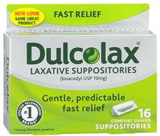 Boehringer Ingelheim  68142102103 Laxative Dulcolax Suppository 16 per Box 10 mg Strength Bisacodyl USP