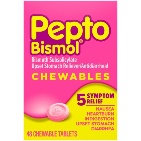 Procter & Gamble  37000047710 Anti-Diarrheal Pepto Bismol 262 mg Strength Chewable Tablet 48 per Box