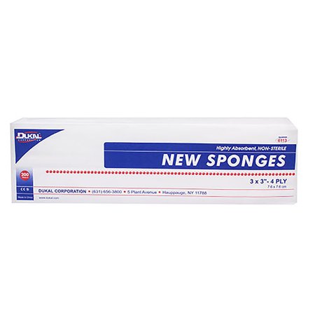 Dukal  6113 Nonwoven Sponge Dukal 3 X 3 Inch 200 per Pack NonSterile 4-Ply Square