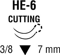 Covidien  S-1768K Nonabsorbable Suture with Needle Sofsilk Silk HE-6 3/8 Circle Reverse Cutting Needle Size 7 - 0 Braided