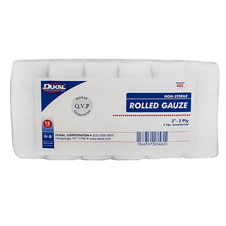 Dukal  402 Conforming Bandage Dukal 2 Inch X 5 Yard 12 per Pack NonSterile 2-Ply Roll Shape