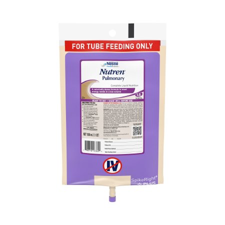 Nestle Healthcare Nutrition 10798716223925 Tube Feeding Formula Nutren Pulmonary Unflavored Liquid 33.8 oz. Ready to Hang Prefilled Container