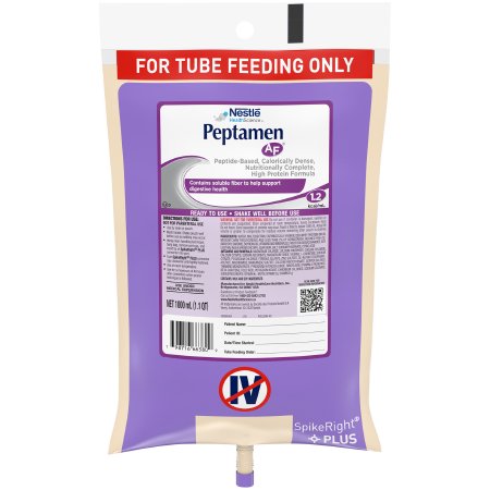 Nestle Healthcare Nutrition 00798716763905 Tube Feeding Formula Peptamen AF Unflavored Liquid 1000 mL Ready to Hang Prefilled Container