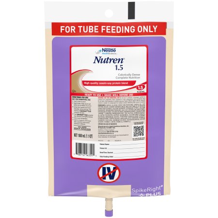 Nestle Healthcare Nutrition 10798716263549 Tube Feeding Formula Nutren 1.5 Unflavored Liquid 1000 mL Ready to Hang Prefilled Container