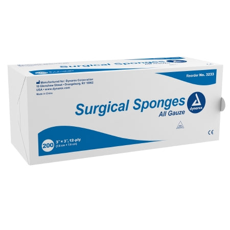 Dynarex  3233 Gauze Sponge Dynarex 3 X 3 Inch 200 per Pack NonSterile 12-Ply Square