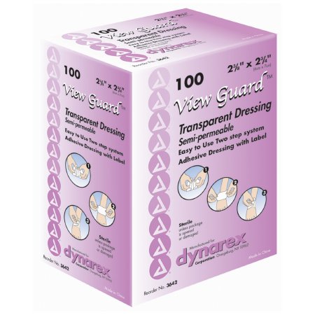 Dynarex  3642 Transparent Film Dressing View Guard 2-3/8 X 2-3/4 Inch 2 Tab Delivery Rectangle Sterile