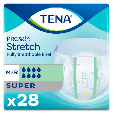 Essity HMS North America Inc 67902 Unisex Adult Incontinence Brief TENA ProSkin Stretch Super Medium Disposable Heavy Absorbency