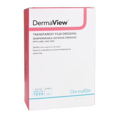 DermaRite Industries  00251E Transparent Film Dressing DermaView 4 X 5 Inch 2 Tab Delivery Rectangle Sterile