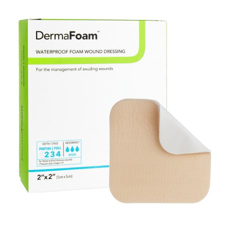 DermaRite Industries  00290E Foam Dressing DermaFoam 2 X 2 Inch Without Border Waterproof Backing Nonadhesive Square Sterile