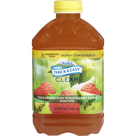 Hormel Food Sales 11840 Thickened Beverage Thick & Easy 46 oz. Bottle Kiwi Strawberry Flavor Liquid IDDSI Level 3 Moderately Thick/Liquidized