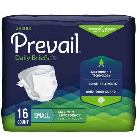 First Quality PV-011 Unisex Adult Incontinence Brief Prevail Small Disposable Heavy Absorbency