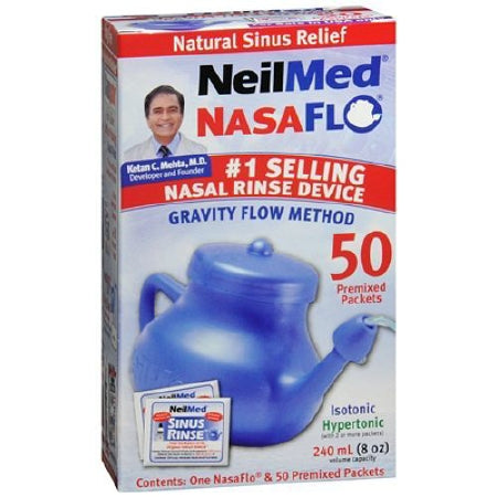 Neilmed Products  70592800816 Saline Nasal Rinse Kit Neilmed Nasaflo Neti Pot 50 Packets