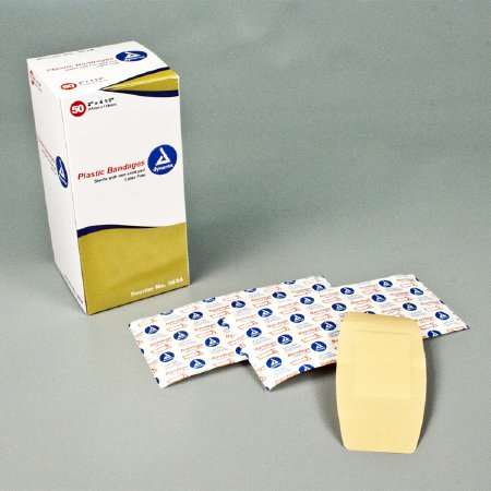 Dynarex  3634 Adhesive Strip Dynarex 2 X 4-1/2 Inch Plastic Rectangle Tan Sterile