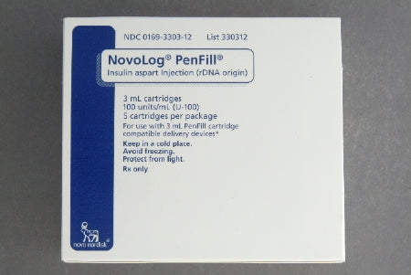 Novo Nordisk Pharmaceutical  00169330312 NovoLog PenFill Insulin Aspart 100 U / mL Injection Cartridge 3 mL