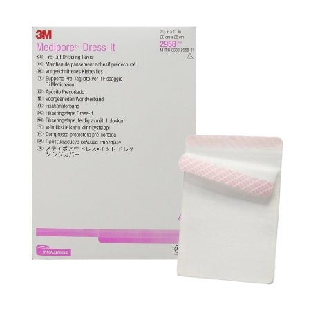 3M  2958 Dressing Retention Tape with Liner 3M Medipore Dress-It White 7-7/8 X 11 Inch Soft Cloth NonSterile