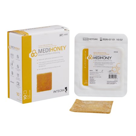 McKesson Brand 31022 Honey Impregnated Wound Dressing MEDIHONEY Square 2 X 2 Inch Sterile