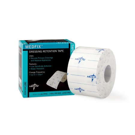 Medline  MSC4002 Water Resistant Dressing Retention Tape with Liner MedFix White 2 Inch X 11 Yard Nonwoven NonSterile