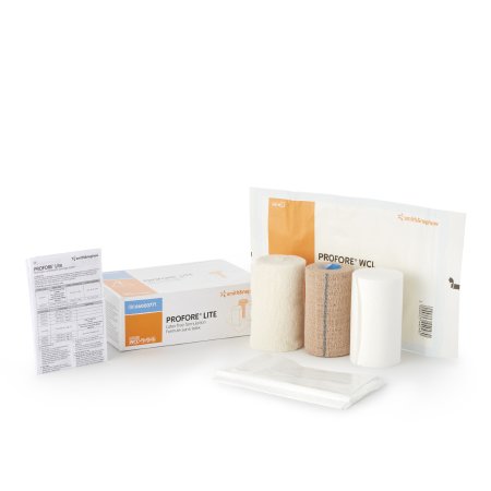 Smith & Nephew  66000771 3 Layer Compression Bandage System Profore Lite Self-Adherent / Tape Closure Tan / White NonSterile Low Compression