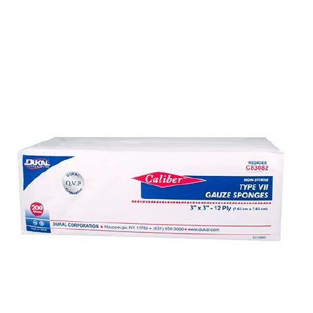 Dukal  C83082 Gauze Sponge Caliber 3 X 3 Inch 200 per Pack NonSterile 12-Ply Square