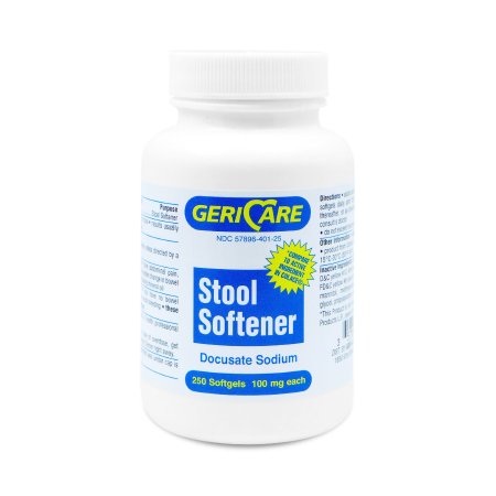 Geri-Care  401-25-GCP Stool Softener McKesson Brand Softgel 250 per Bottle 100 mg Strength Docusate Sodium