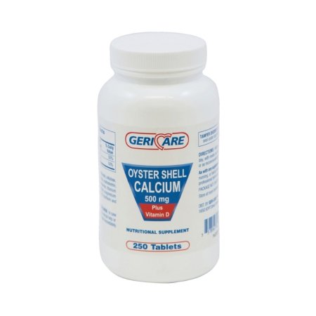 Geri-Care  742-25-GCP Joint Health Supplement Geri-Care Oyster Shell 200 IU - 500 mg Strength Tablet 250 per Bottle