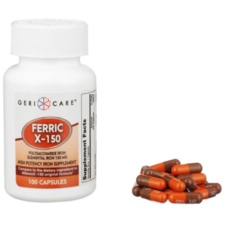 Geri-Care  777-01-GCP Mineral Supplement Geri-Care Iron 150 mg Strength Capsule 100 per Bottle