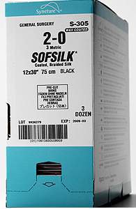 Covidien  S-1780K Nonabsorbable Suture with Needle Sofsilk Silk SS-14 1/4 Circle Spatula Needle Size 6 - 0 Braided