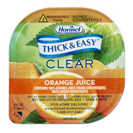 Hormel Food Sales 32192 Thickened Beverage Thick & Easy 4 oz. Portion Cup Orange Flavor Liquid IDDSI Level 3 Moderately Thick/Liquidized