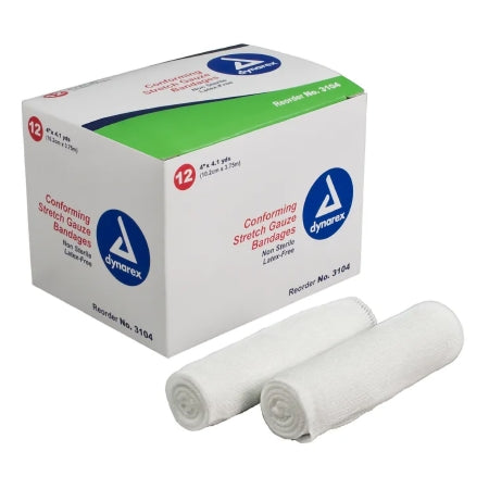 Dynarex  3104 Conforming Bandage Dynarex 4 Inch X 4.1 Yard 12 per Pack NonSterile Roll Shape