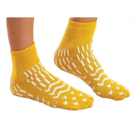 Alba Healthcare 80180 Fall Management Slipper Socks Care-Steps Medium Yellow Ankle High