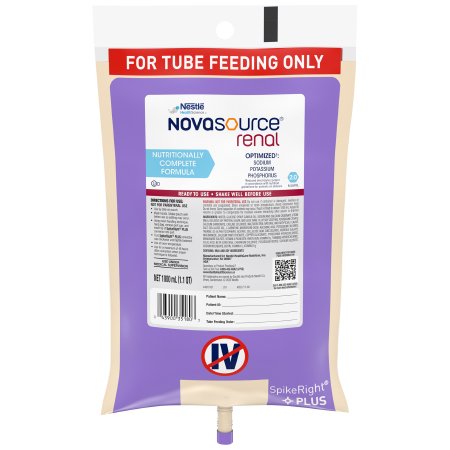 Nestle Healthcare Nutrition 10043900351800 Tube Feeding Formula Novasource Renal Unflavored Liquid 1000 mL Ready to Hang Prefilled Container