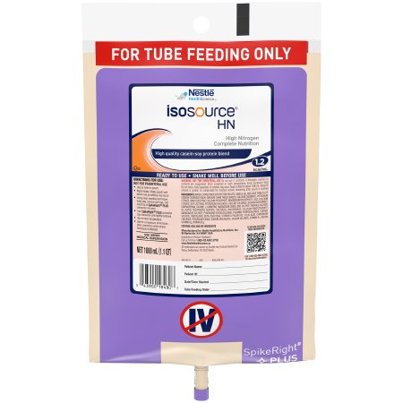 Nestle Healthcare Nutrition 10043900184804 Tube Feeding Formula Isosource HN Unflavored Liquid 1000 mL Ready to Hang Prefilled Container