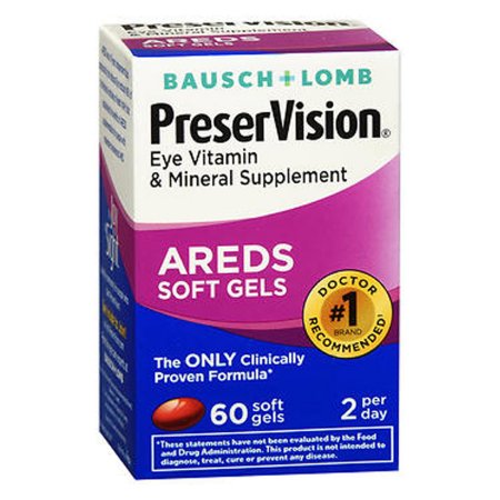 Bausch & Lomb  32420853210 Multivitamin Supplement PreserVision Vitamin A / Vitamin E / Ascorbic Acid 14320 IU - 200 IU - 226 mg Strength Softgel 60 per Box