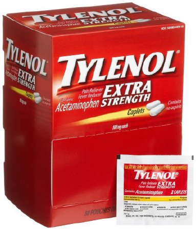 Johnson & Johnson Consumer  300450449108 Pain Relief Tylenol 500 mg Strength Acetaminophen Caplet 50 per Box