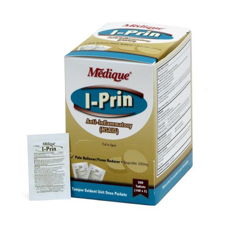 Medique Products  10047 Pain Relief I-Prin 200 mg Strength Ibuprofen Unit Dose Tablet 100 per Box