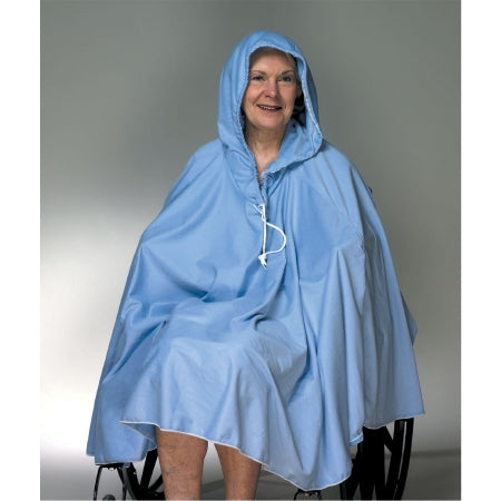 Skil-Care 909120 Shower Poncho Blue One Size Fits Most Over-the-Head Drawstring Closure Unisex