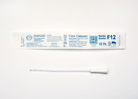 Cure Medical  F12 Urethral Catheter Cure Catheter Straight Tip Uncoated PVC 12 Fr. 6 Inch