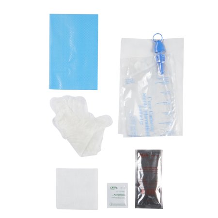 Cure Medical  CS10 Intermittent Catheter Tray Cure Catheter Closed System / Straight Tip 10 Fr. Without Balloon