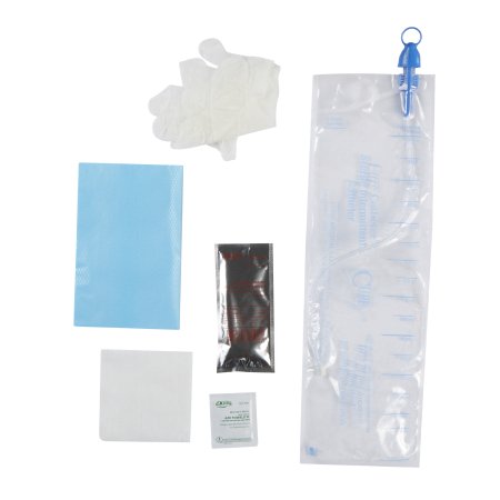 Cure Medical  CS12 Intermittent Catheter Tray Cure Catheter Closed System / Straight Tip 12 Fr. Without Balloon