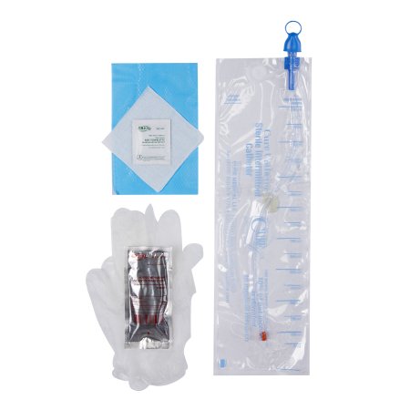 Cure Medical  CS16 Intermittent Catheter Tray Cure Catheter Closed System / Straight Tip 16 Fr. Without Balloon