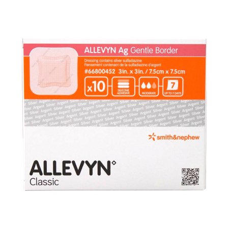 Smith & Nephew  66800452 Silver Foam Dressing Allevyn Ag Gentle Border 3 X 3 Inch Square Sterile