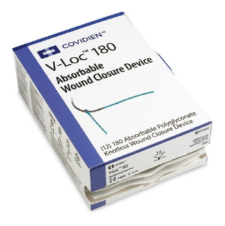 Covidien  VLOCL0114 Absorbable Suture with Needle V-Loc 180 Wound Closure Device Polyglyconate P-14 3/8 Circle Precision Reverse Cutting Needle Size 3 - 0 Barbed Monofilament