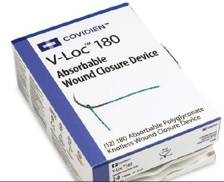 Covidien  VLOCL0134 Absorbable Suture with Needle V-Loc 180 Wound Closure Device Polyglyconate P-14 3/8 Circle Precision Reverse Cutting Needle Size 3 - 0 Barbed Monofilament