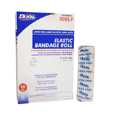 Dukal  506LF Elastic Bandage Dukal 6 Inch X 4-1/2 Yard Clip Detached Closure Tan NonSterile Standard Compression