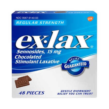 Novartis  00067000548 Laxative Ex-lax Chocolate Flavor Tablet 48 per Box 15 mg Strength Sennosides