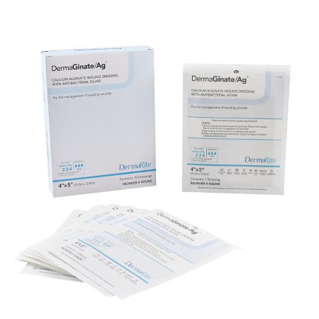 DermaRite Industries  00525E Silver Alginate Dressing DermaGinate/ Ag 4 X 5 Inch Rectangle Sterile