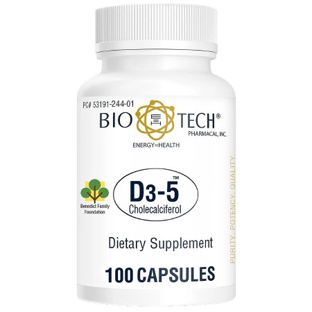 Bio Tech Pharmacal  53191024401 Vitamin Supplement Bio Tech Vitamin D3 5000 IU Strength Capsule 100 per Bottle