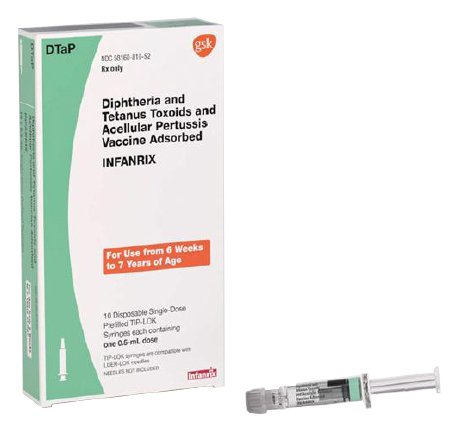 Glaxo Smith Kline  58160081052 Infanrix DTaP Vaccine Indicated for People 6 Weeks to 7 Years of Age Diphtheria and Tetanus Toxoids and Acellular Pertussis Vaccine, Adsorbed Injection Prefilled Syringe 0.5 mL